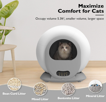Zelfreinigende Kattenbak – Automatische Kattenbak – Elektrische Kattenbak – XXL Kattenbak – Slimme Kattenbak – Grote Inhoud 65 Liter – App Bediening en Geurcontrole