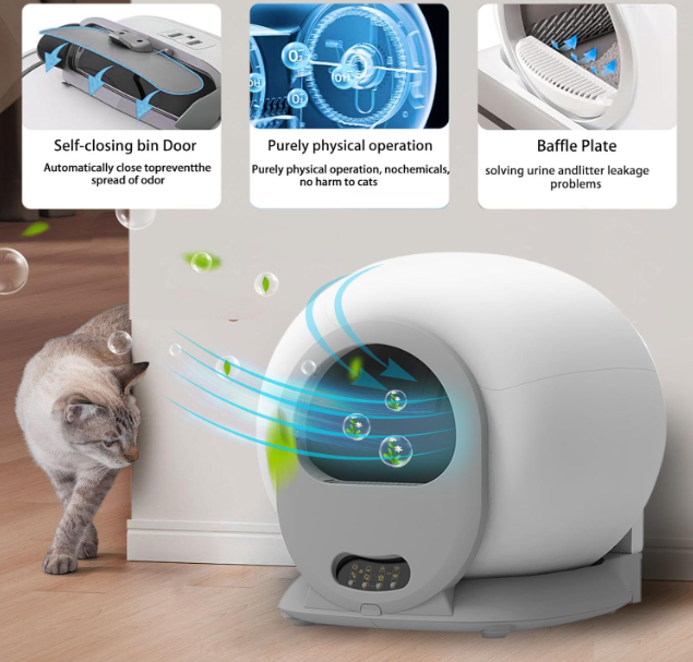 Zelfreinigende Kattenbak – Automatische Kattenbak – Elektrische Kattenbak – XXL Kattenbak – Slimme Kattenbak – Grote Inhoud 65 Liter – App Bediening en Geurcontrole