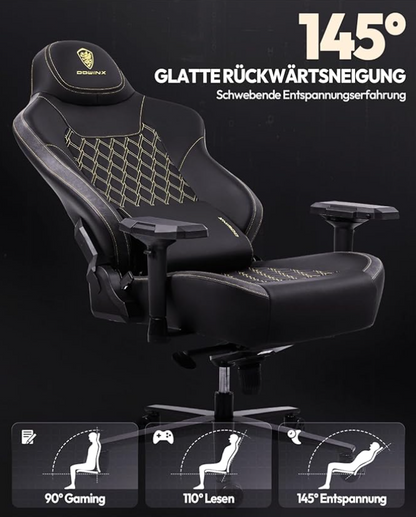 Gamingstoel – Bureaustoel – Gamestoel – Werkstoel – Ergonomische Stoel – Zwaar Belastbaar tot 200 kg – Verstelbare 4D Armleuningen – Schommelfunctie – Zwart - QUORE