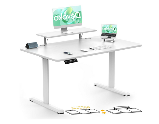 Verstelbaar Bureau – Zit-Sta Bureau – Elektrisch Bureau – Ergonomisch Bureau – Hoogte Verstelbaar Bureau – 140 x 60 cm Werkblad – 2 Geheugeninstellingen
