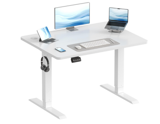 Elektrisch Bureau – Zit-Sta Bureau – Verstelbaar Bureau – Computertafel – Werkplek Bureau – Wit 100x60 cm – Elektrische Hoogteverstelling 71-119 cm – Geheugenfunctie Met Veiligheidssysteem