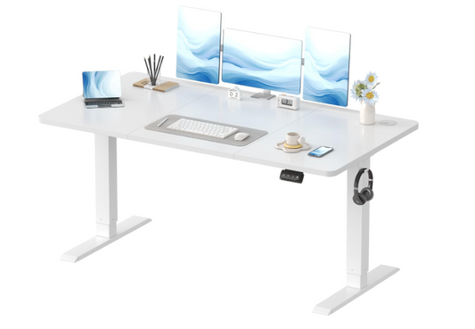 Elektrisch Verstelbaar Bureau – Zit Sta Bureau – Bureau Met Geheugenfunctie – Computerbureau – Staand Bureau – 140x60 cm – Industrieel Aluminium Frame – Geruisloze Hoogteverstelling