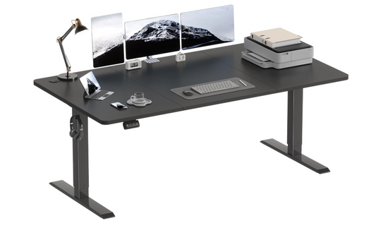 Elektrisch Verstelbaar Bureau – Zit Sta Bureau – Computerbureau – Hoogte Verstelbaar Bureaumeubel – Werkbureau – 180x80 cm – Met Geheugenfunctie – Stabiele Industriële Metalen Poten – Mat Zwart