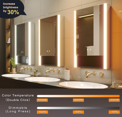 LED Verlichte Badkamerkast – Spiegelkast – Medicijnkast – Spiegelkast Met Verlichting – Badkamermeubel – 55x80 cm – Instelbare Kleurtemperatuur – Anti-Fog Systeem