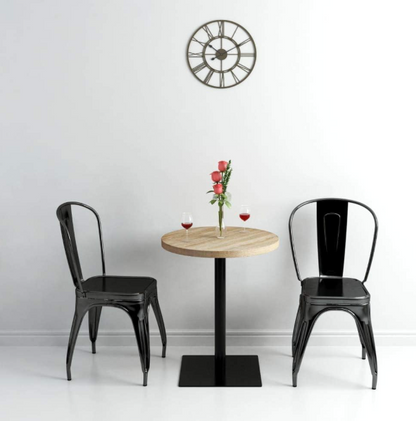 Bistrotafel – Tafeltje – Keukentafel – Feesttafel – Bar Tafel – Ronde MDF Tafel Ø 60 cm – Eikenlook Met Stalen Onderstel – Compact En Stevig