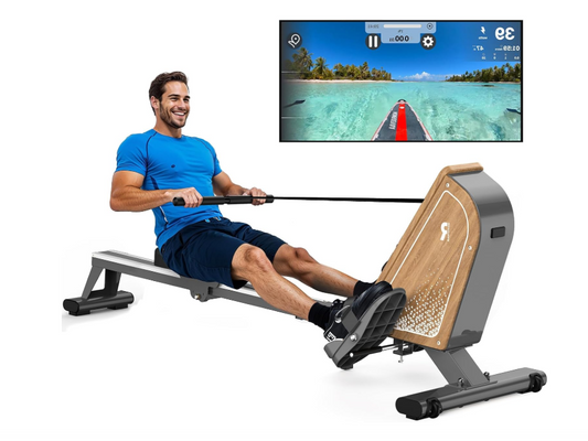 Roeimachine – Roeitrainer – Fitnessapparaat – Trainingsmachine – Hometrainer – Magnetische Weerstand 16 Niveaus – Bluetooth Monitor & Compact Opvouwbaar - QUORE