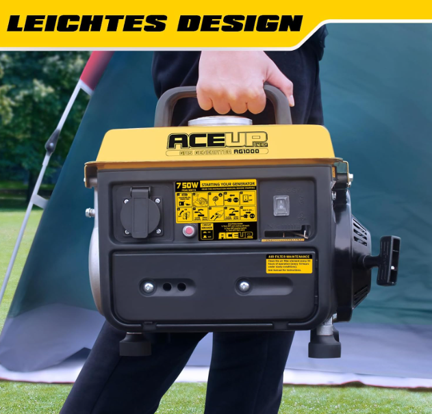 Benzinegenerator – Stroomgenerator – Noodstroomvoorziening – Powergenerator – 750 W Piekvermogen – Compact, Lichtgewicht 15,9 kg – 230 V Stopcontact – Automatische Uitschakeling - QUORE
