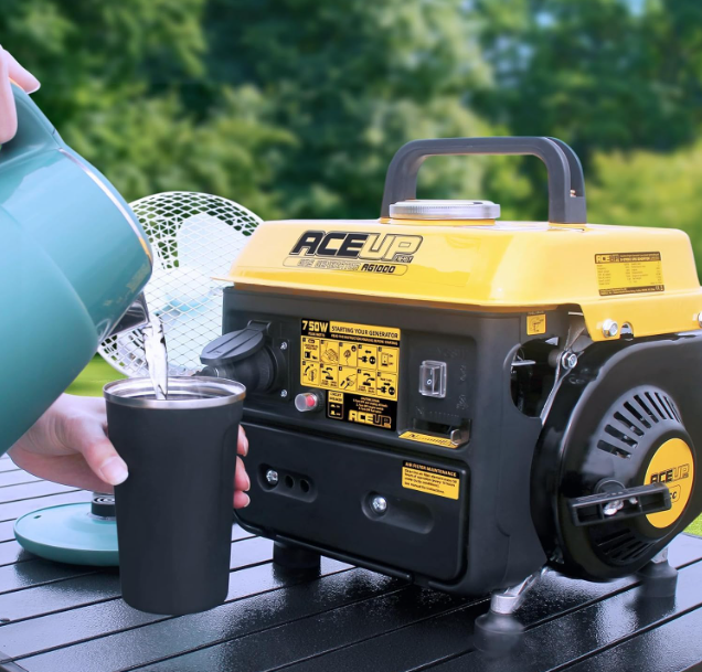 Benzinegenerator – Stroomgenerator – Noodstroomvoorziening – Powergenerator – 750 W Piekvermogen – Compact, Lichtgewicht 15,9 kg – 230 V Stopcontact – Automatische Uitschakeling - QUORE