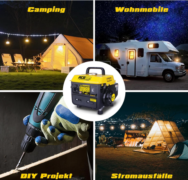 Benzinegenerator – Stroomgenerator – Noodstroomvoorziening – Powergenerator – 750 W Piekvermogen – Compact, Lichtgewicht 15,9 kg – 230 V Stopcontact – Automatische Uitschakeling - QUORE