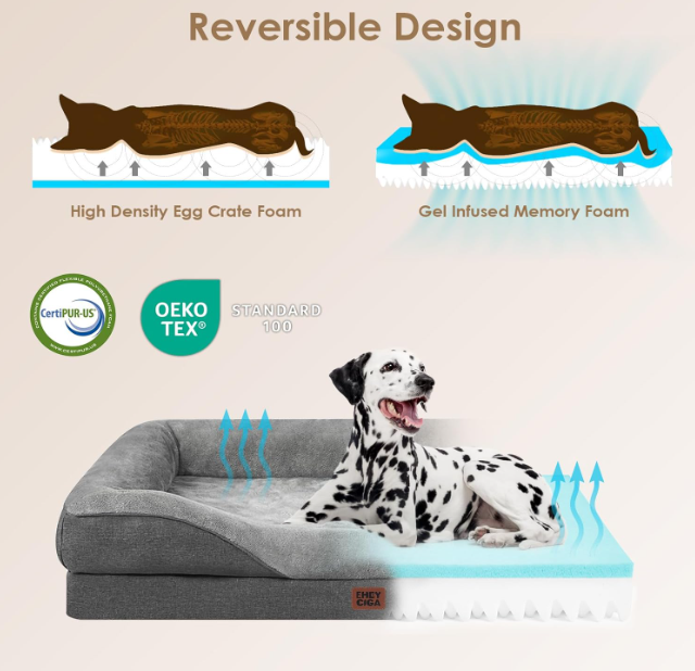 Orthopedisch Hondenbed – Hondenkussen – Hondenmat – Hondensofa – Hondenmand – Groot Formaat – Memory Foam – Wasbare Hoes – Waterdicht – Verhoogde Randen – Grijs 106,5x76x18,5 cm