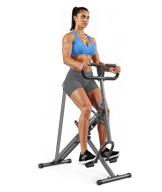 2-In-1 Squat En Roeimachine – Roeitrainer – Squat Trainer – Fitnessmachine – Krachttrainer – Inklapbaar En Compact – Verstelbare Zitting – Max. Belastbaar Tot 158 kg – Snelle Montage 10 Minuten – Grijs R07
