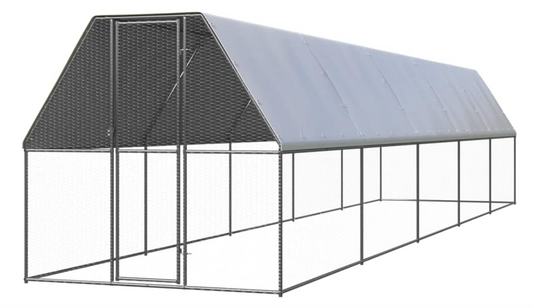 Buitenren Kippenren – Kippenhok – Kippenkooi – Buitenhok – Small Animal Run – Gegalvaniseerd Stalen Frame – Waterbestendig Dak 2x10x2 m