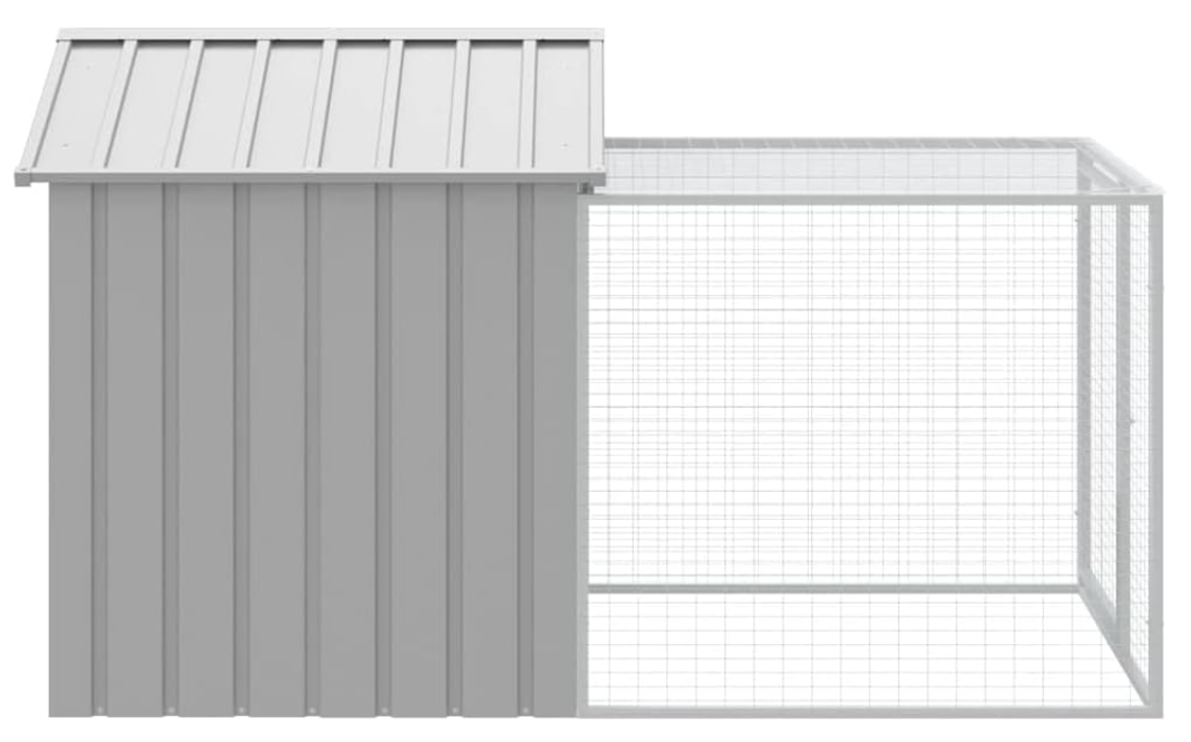 Kippenren – Kippenhok – Kippenkooi – Dierenren – Kippenhok Met Uitloop – Gegalvaniseerd Staal – Ruim 117x201x123 cm – Lichtgrijs