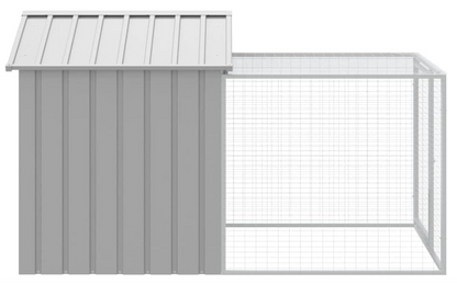 Kippenren – Kippenhok – Kippenkooi – Dierenren – Kippenhok Met Uitloop – Gegalvaniseerd Staal – Ruim 117x201x123 cm – Lichtgrijs