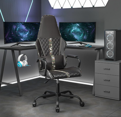 Gamingstoel – Gamestoel – Game Stoel – Bureaustoel – Racestoel – Kunstleer Bekleding – 360° Draaibaar – Verstelbare Zithoogte – Zwart Camouflage