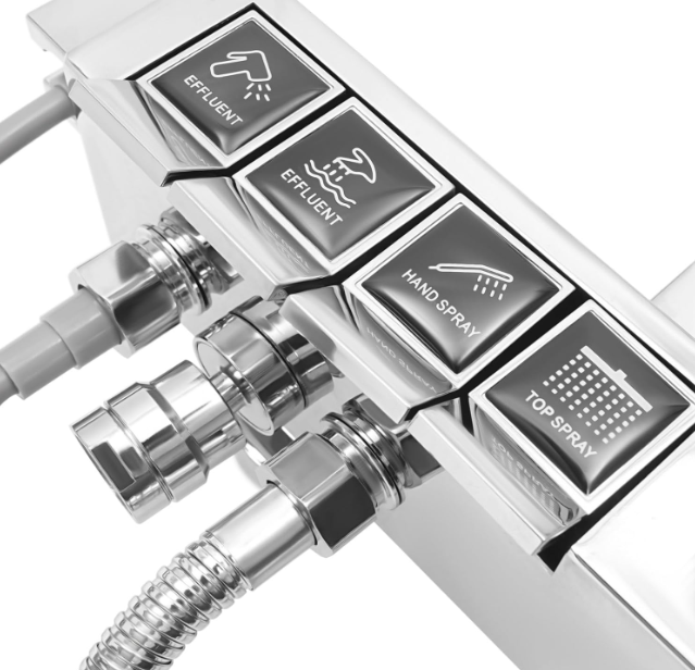 Digitale Thermostaat Douche – Douche Systeem – Regendouche – Handdouche – Hoge Druk Spuit – Opbergbasket – Roestvrij Staal – Instelbare Hoogte 75-110 cm