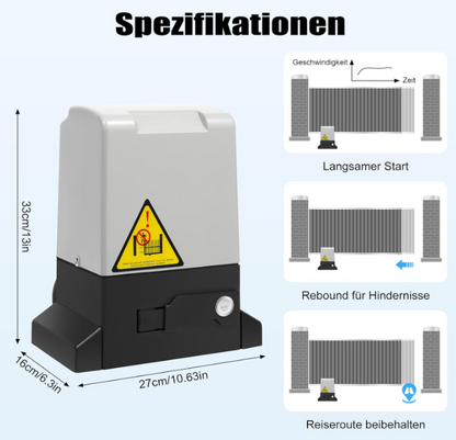Elektrische Schuifdeurmotor – Schuifpoortopener – Automatische Deuropener – Schuifdeuropener Met Afstandsbediening – Schuifdeursysteem – 550W Krachtige Motor – Veiligheidsinfraroodsensor Met Anti-Klemfunctie