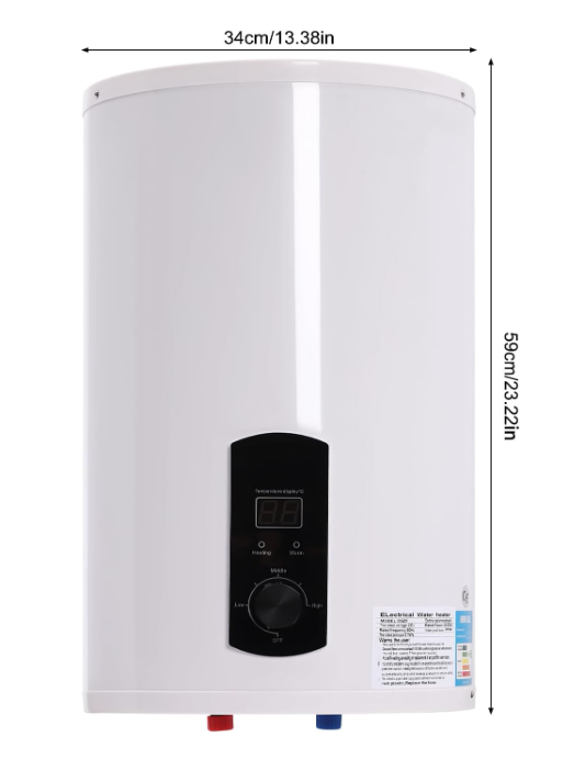 Elektrische Boiler – Warmwaterreservoir – Geiser – Waterverwarmer – Boiler Verticaal – 50 Liter – LED Temperatuurdisplay – Veiligheidsklep