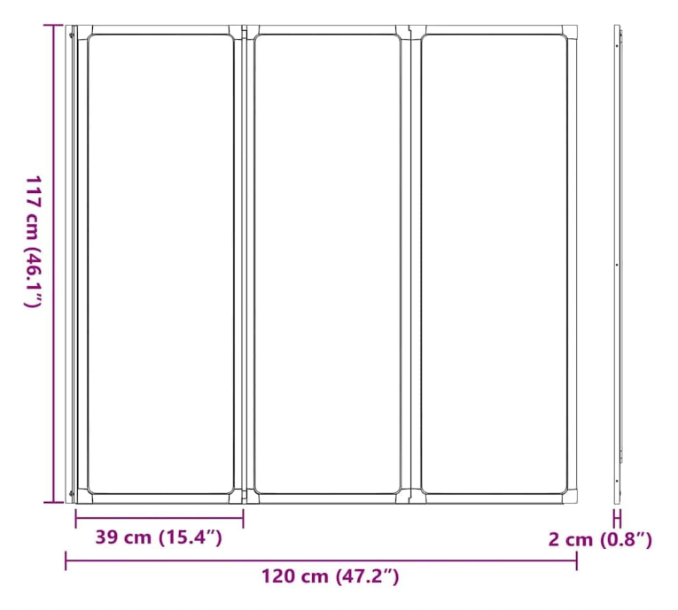 Badscherm – Douchewand – Badscherm Opvouwbaar – Douchegordijn – Badwand – 3 Panelen 117 x 120 cm – Aluminium Frame – Waterdicht Rubber