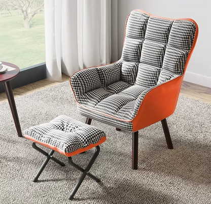Fauteuil – Zetel – Lounge Chair – Relaxstoel – Inklapbare Stoel – Fluwelen Bekleding – Inclusief Poef – Stevig Stalen Frame – Ruime Opbergtas