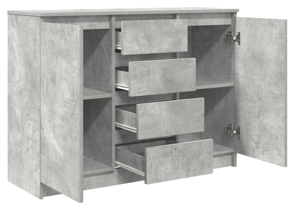 Dressoir – Opbergkast – Ladekast – Hal Kast – Buffetkast – Betongrijs – Compact 100,5x35x76 cm – Duurzaam Behandeld Hout