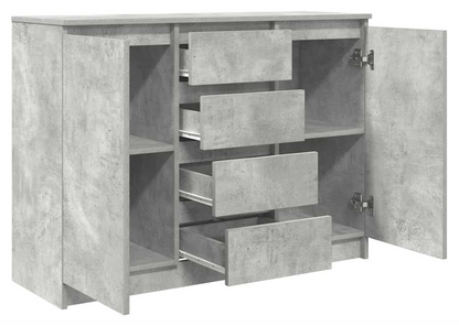 Dressoir – Opbergkast – Ladekast – Hal Kast – Buffetkast – Betongrijs – Compact 100,5x35x76 cm – Duurzaam Behandeld Hout