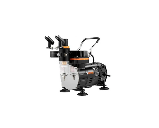 Airbrush Set Met Compressor - 120W - Verfpistool - Professionele Dual Action Airbrush Kit - Draagbaar Lichtgewicht 4 KG - Schilderij - Tattoo - Make Up - Taartdecoratie - QUORE