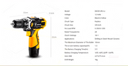 Accuboormachine - Boormachine - 12V - 28N.m - Houtbewerkingsgereedschap - Borstelloos - Combinatiekit - Zwart & Geel