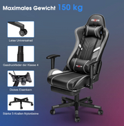 GC-RC03 - Gaming Bureaustoel - Ergonomische bureaustoel - Bureaustoelen voor Volwassenen - Chair - Gaming stoel - zwart/grijs met massagefunctie