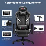 GC-RC03 - Gaming Bureaustoel - Ergonomische bureaustoel - Bureaustoelen voor Volwassenen - Chair - Gaming stoel - zwart/grijs met massagefunctie