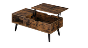 Adjustable Coffee Table - Folding Table with Storage - Modern Coffee Table - Wooden Table - 100x50x43 cm - Rustic Brown