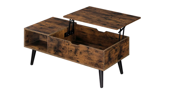Adjustable Coffee Table - Folding Table with Storage - Modern Coffee Table - Wooden Table - 100x50x43 cm - Rustic Brown