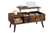 Adjustable Coffee Table - Folding Table with Storage - Modern Coffee Table - Wooden Table - 100x50x43 cm - Rustic Brown