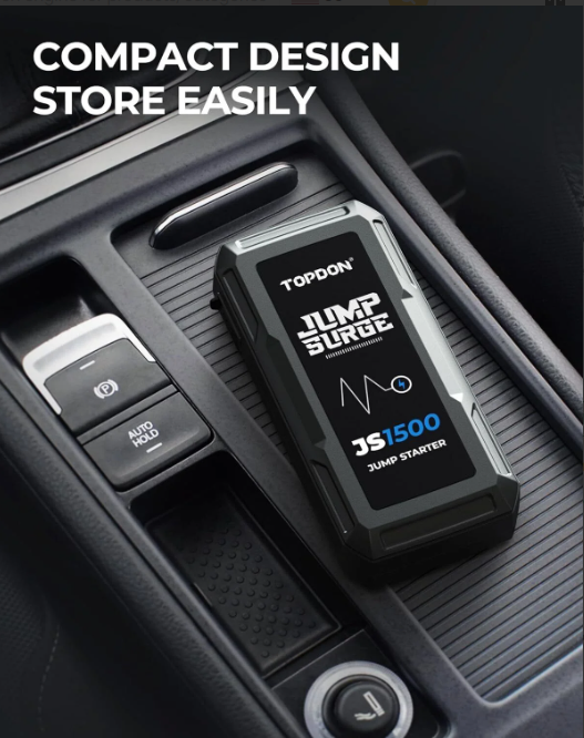 Topdon - JS1500 - Jumpstarter voor Auto - Startkabels - Starthulp - 1000A - 12V - Jumpstarters - Powerbank 10000mAh - Zwart - QUORE