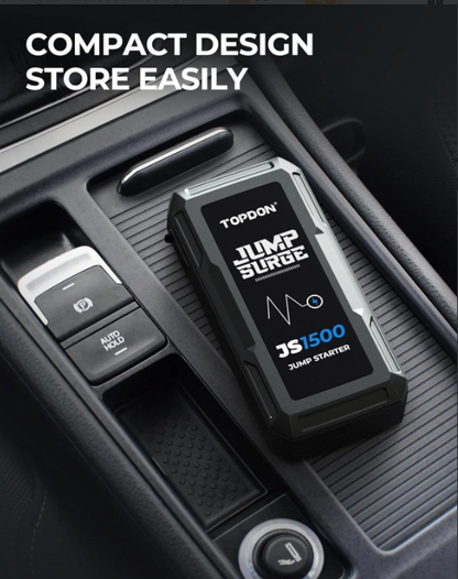 Topdon - JS1500 - Jumpstarter voor Auto - Startkabels - Starthulp - 1000A - 12V - Jumpstarters - Powerbank 10000mAh - Zwart - QUORE