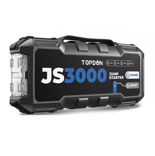 Topdon - JS3000 - Jumpstarter voor Auto - Startkabels - Starthulp - 3000A - 12V - Jumpstarters - Powerbank 30000mAh - Zwart - QUORE