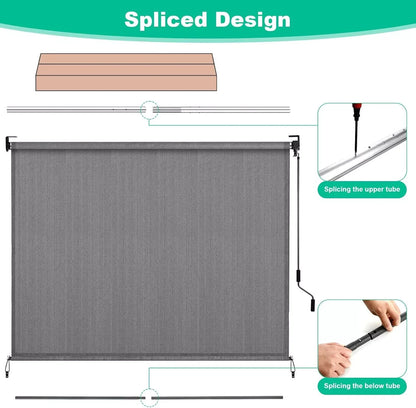Rolgordijnen - Rolgordijn Verduisterend - Outdoor - 240x180 cm - Zonnescherm Zonder Koord - Windscherm - HDPE Privacy Scherm voor Balkon, Terras of Tuin - Koffie