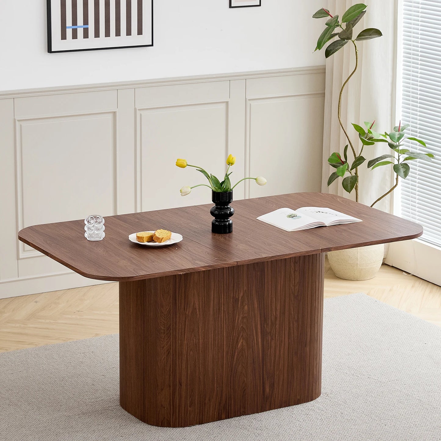 Eettafel – Dining Table – Tafel – Werkplek – Bureau – Donker Hout Kleur – 160x90 cm – MDF Met Houtnerf-Folie