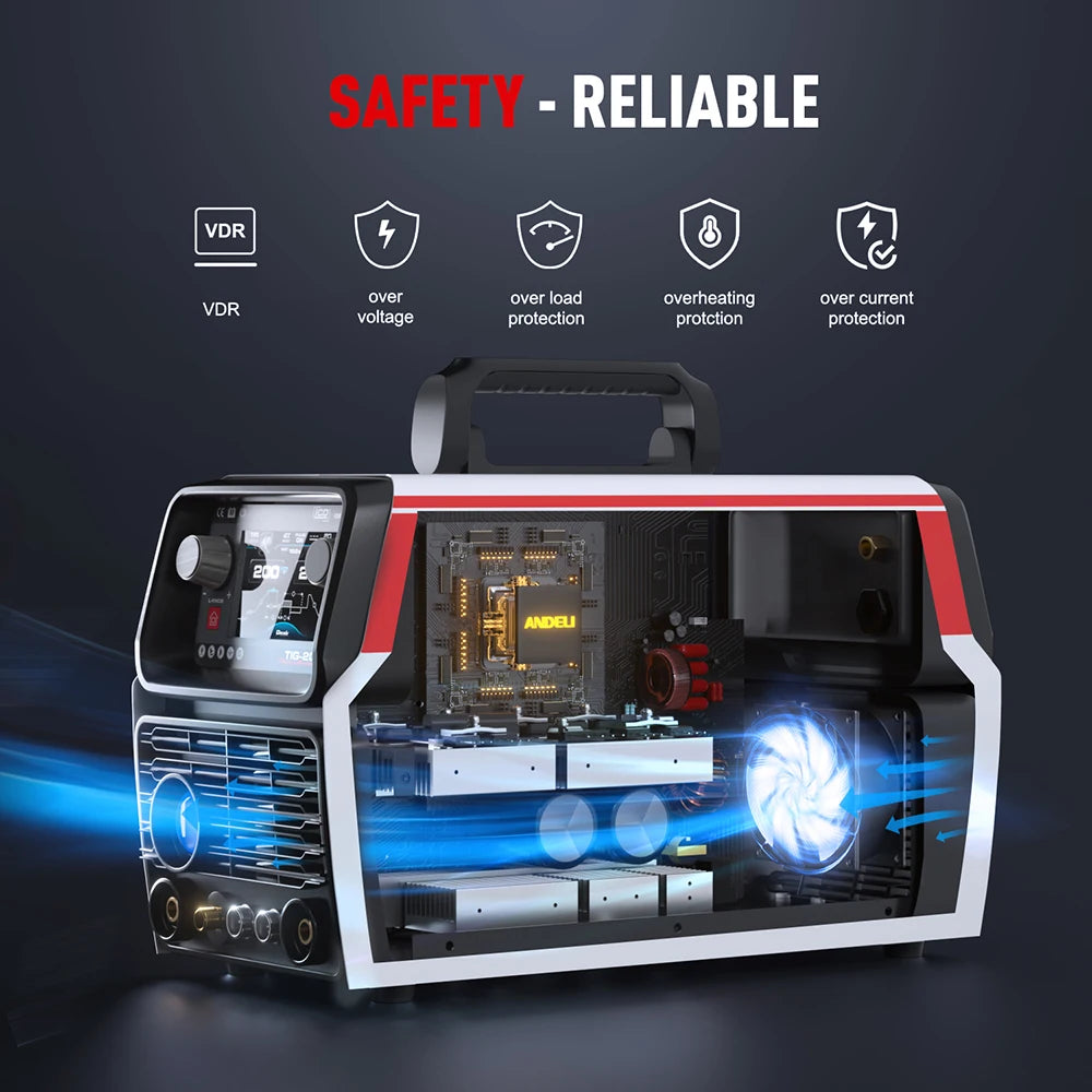 TIG Lasmachine – Multi-inverter – 10-in-1 Lasapparaat – MMA Lassen – Spotlassen – 4,3 Inch LCD-Scherm – Inverter Technologie