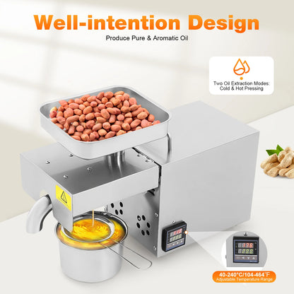 Oliepers – Olie-extractor – Notenpers – Zaadpers – 610W Motor – RVS 304 Materiaal