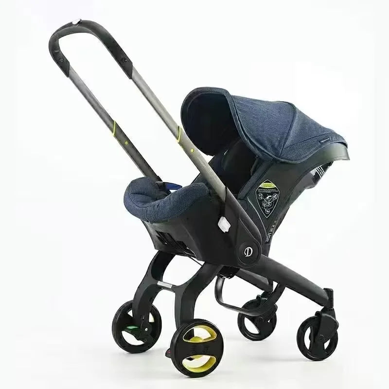 Kinderwagen - 3-in-1 – Lichtgewicht - Opvouwbaar & Verstelbaar – Hoog Landschap Babywagen – Reisbuggy met Zonnescherm - Blauw