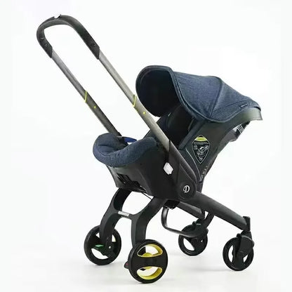 Kinderwagen - 3-in-1 – Lichtgewicht - Opvouwbaar & Verstelbaar – Hoog Landschap Babywagen – Reisbuggy met Zonnescherm - Blauw