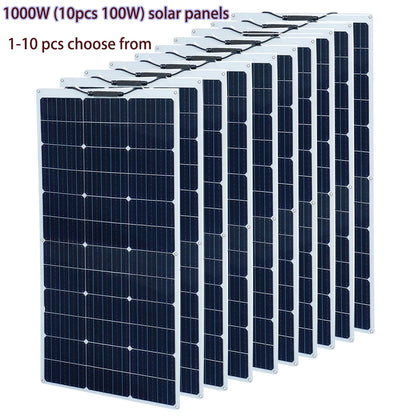Zonnepaneel - Zonnepanelen - Monokristallijn - 1 Stuk - 100W - Flexibel - Waterdicht - Lichtgewicht - Voor Caravan - Camper - Boot of Thuisgebruik