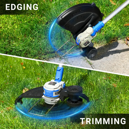 Accu Grastrimmer - Grasmaaier - Bosmaaier - Hoogte Verstelbaar - met Maaiaccessoires - Lange Levensduur - Voor Gazons - Tuinen - Weiden - 20V - 30cm Snijbreedte - Blauw