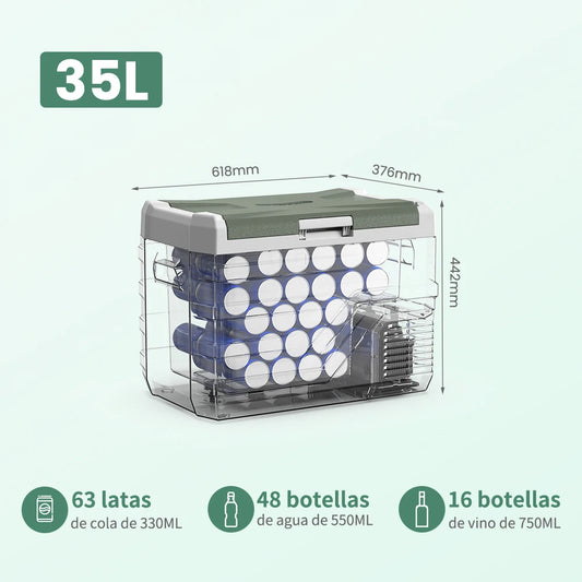 Auto Koelbox - Koelbox - Compressor Koelkast - Camping Koelkast - met Vriesfunctie - Draagbare - 12V/24V - 35L - Dual Zone - -20°C tot +10°C - 45 dB - voor Binnen - en Buitenevenementen