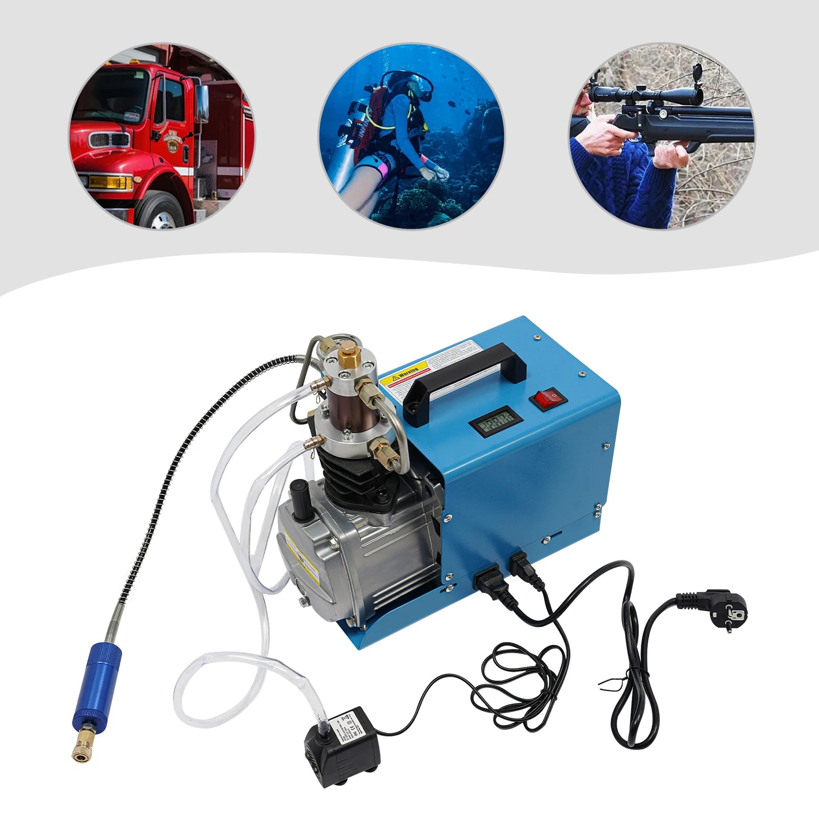 Luchtcompressor – Compressor – Luchtpomp - Airpress Compressor - Elektrische Compressor – Oppompen – Industrieel – 2800 RPM - 1800 W Motor – 40 Mpa Max Druk-  220V - Blauw - QUORE