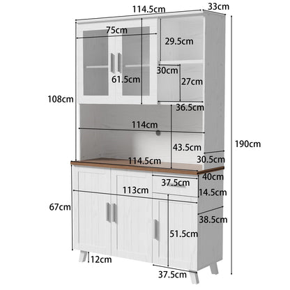 Dressoir – Hoge Kast – Opbergkast – Woonkamermeubel – Buffetkast – Spaanplaat – Glazen Deuren