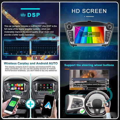 7'' Android 14 Autoradio – 2 DIN Multimedia Speler – Navigatie Systeem – Bluetooth Unit – CarPlay Android Auto – Draadloos CarPlay – 7 Inch Touchscreen
