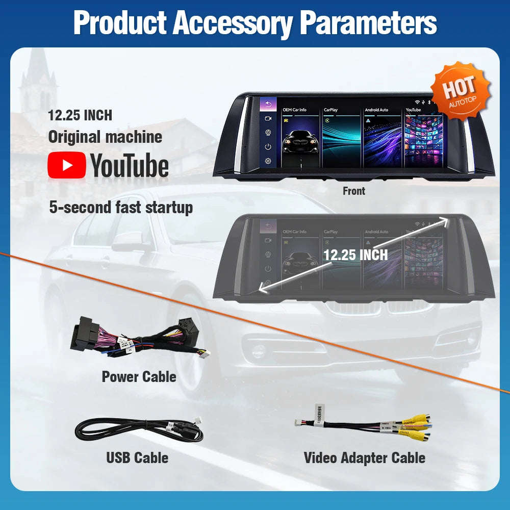 Multimedia Speler – Autonavigatie Systeem – Touchscreen Radio – Carplay Android Auto – F10 CIC Variant – 10,25 Inch Scherm – Draadloze Connectiviteit