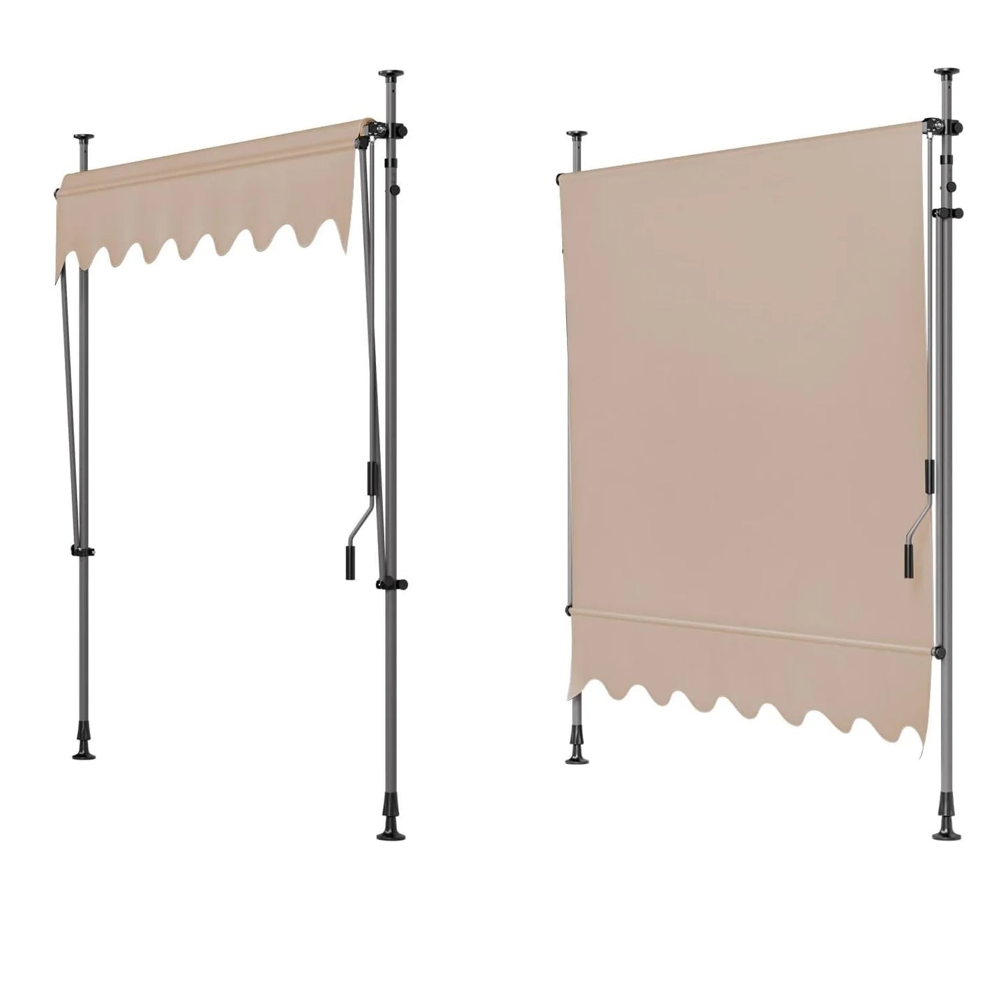 Klemluifel - Zonneluifel - Balkonluifel - Terras-luifel - UV- en Waterbestendig - Aluminium Frame - Handzwengel - Buiten - 200x120 cm- voor Balkon - Tuin - en Terras - Grijs